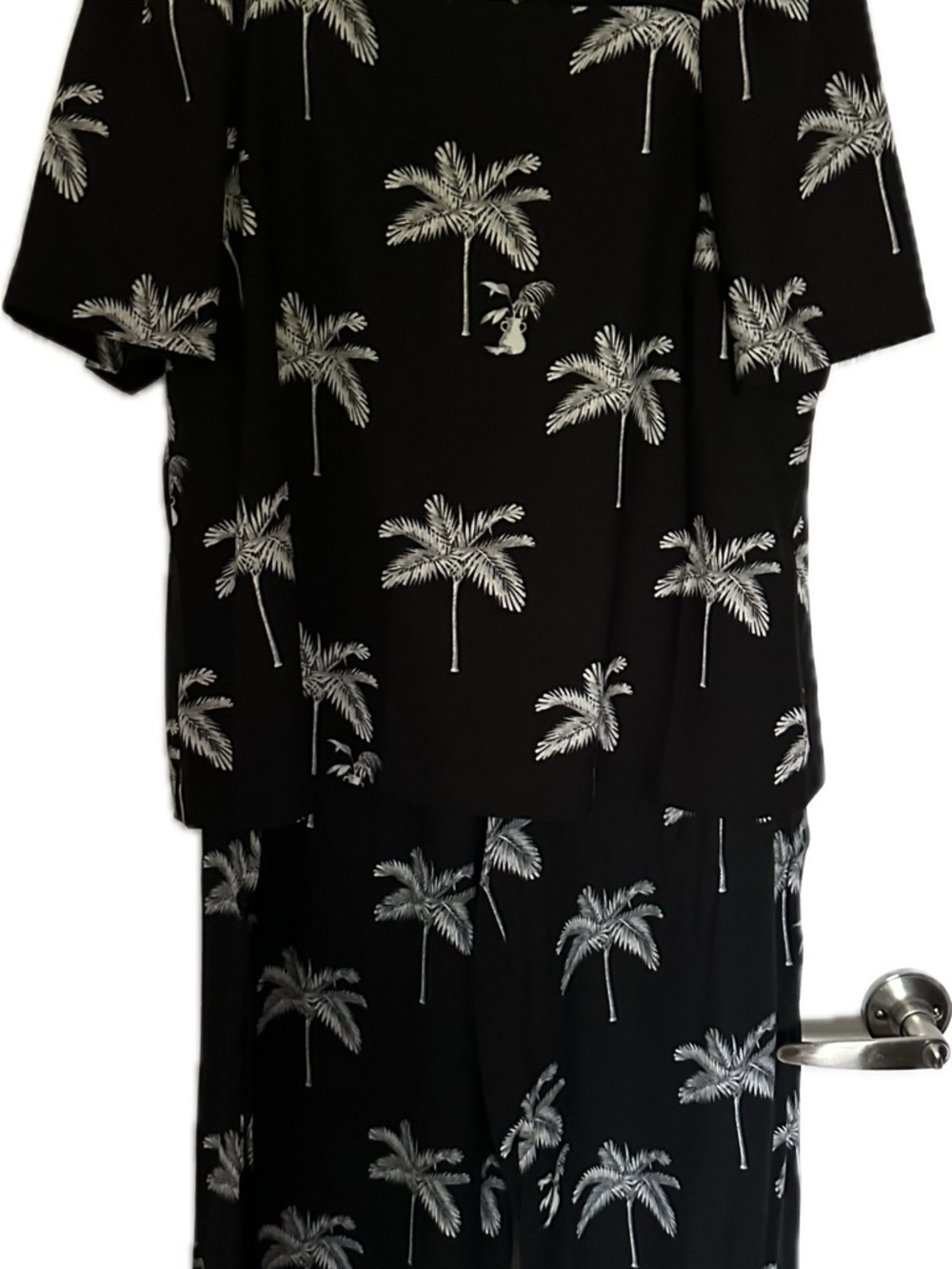 Ann Taylor Black Top & Pants set with White Palm